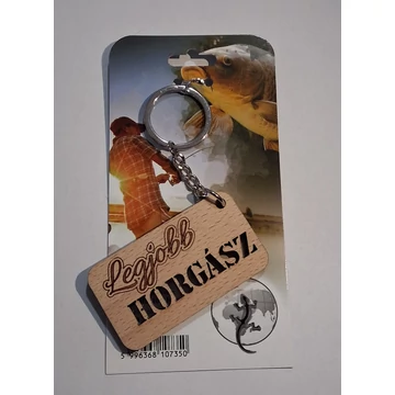 Kulcstartó - Legjobb horgász (fa lapon)