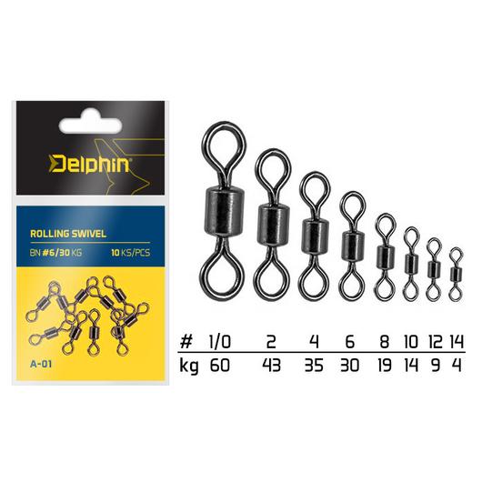 Delphin Rolling Swivel A-01/10db BN/10 forgó