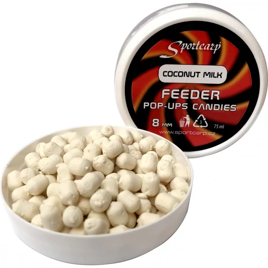 Sportcarp Feeder pop-ups candies Coconut milk (kókusztej, fehér) 8mm, 75ml