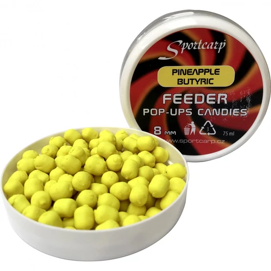 Sportcarp Feeder pop-ups candies Pineapple Butyric (ananász-vajsav, sárga) 8mm, 75ml