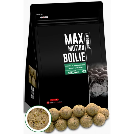 HALDORÁDÓ MAX MOTION Boilie Premium Soluble 24 mm bojli - Kókusz & Tigrismogyoró