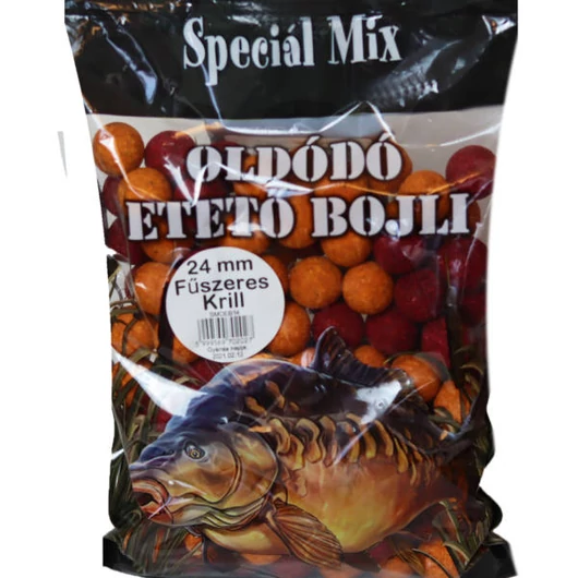 Speciál mix 24 mm-es Oldódó Etető Bojli FŰSZERES KRILL 1kg