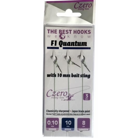 Czero F1 Quantum szakállas előkötött horog 3db/csomag 10-es 0.10mm 