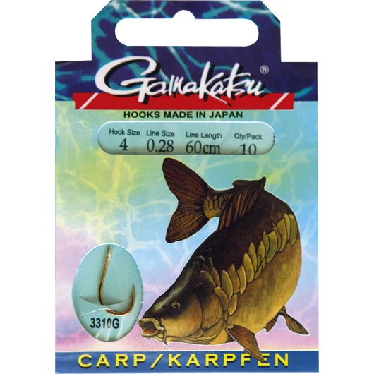 GAMAKATSU CARP 3310G ELŐKÖTÖTT horog 10db/cs 0,25mm/8-as horog