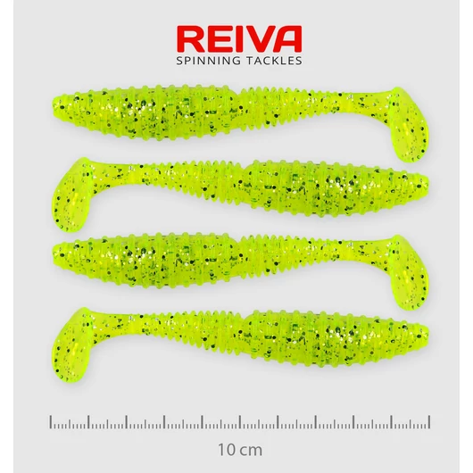 Reiva ZANDER POWER SHAD gumihal 10CM 4DB/CS /NEONZÖLD-FLITTER/