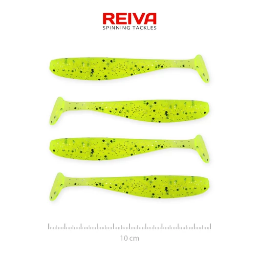 REIVA Flash Shad 10cm gumihal Fluozöld flitter